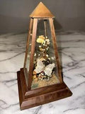 Vintage Dunston Glass Enclosed Dried Butterfly Flower Arrangement Brazil  9x 5"