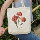 Pink Carnation Flowers Trendy Canvas Cotton Recycled Tote Beach Bag