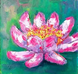 Water lilies oil painting,Landscape Lotus style Claude Monet.No frame. 6"x6"