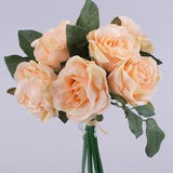 Small Peach Roses Bouquet, Artificial Lemon Cream Roses, Rose Arrangement, Faux Yellow Roses bouquet, Silk roses, Small flowers decor