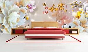3D Jade Peony Flowers Poster Vinyl Wallpaper Backgroud Wall Mural Wall Stickers