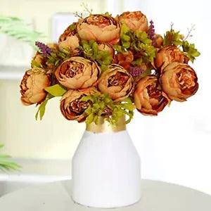 2 Pieces Artificial Silk Peony Vintage Flower Bouquet for Party Home Coffee