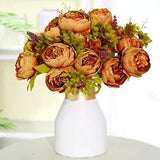 2 Pieces Artificial Silk Peony Vintage Flower Bouquet for Party Home Coffee
