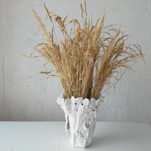 Modern white indoor planter. Flower growers gift. Handmade tall orchid pot.