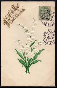 BU132 ART NOUVEAU MUGUET de MAI LUCKY LILY of the VALLEY  Embossed 1907