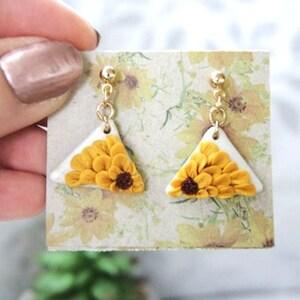 Polymer Clay Earrings | Yellow Petals | Handmade Statement Earrings | Gift for Her | Pretty Floral Earrings | Sunflowers | Yellow | Dangle