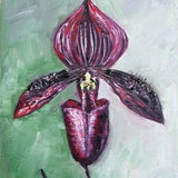 Lady Slipper Orchid Wall D???cor Wall Art Original Oil Painting 8x10 in