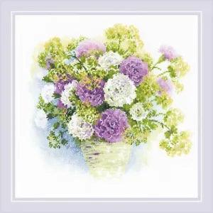 Cross-stitch kit  Watercolor Carnations 1846  Riolis