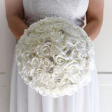 Winter Wedding Bridal Bouquet in Ivory White, Wedding Bouquet Faux with rhinestones crystals and Pearls, Winter Wonderland Wedding Flowers