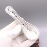 Pure Silver 999 Fine Silver Spoon Carved Peony Flower Soup Spoon Dinner 5inL