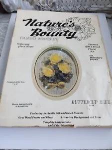 Vintage Cameo Bouquet Craft Kit Silk Dried Flowers Glass Wood Frame