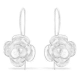Vintage Romance Peony Flower Sterling Silver Slide-Through Dangle Earrings