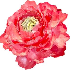 Paper Buttercup Ranunculus, 2 Peony flower stems, hand-painted Christmas bouquet, Birthday, Anniversary arrangement. Gift boxed delivery