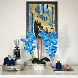 BLUE MARBLE PARIS - Orchids indoor plant -Marble Arrangement Artificial floral - Real touch - Phaleonopsis Blue flowers - 16 Cm -Ideas Gifts