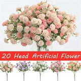 Fake Flowers Hydrangea Wedding Artificial Silk Peony 20 HEAD Decor JA