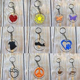 Vinyl Designed Acrylic Keychains | Hearts | Sunflowers | Peace Symbols | Nova Scotia | New Brunswick | & more!