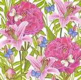 R572# 3 x Single Paper Napkins For Decoupage Pink Peony  Lilies Flower Pattern
