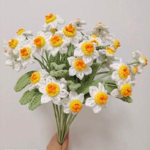 crochet daffodil,knitted daffodil bouquet,knitted bouquet,anniversary gift,moving decoration,gift for her,indoor flower??eternal flower