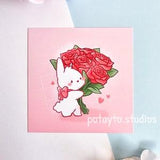 Rose Heart Bunny Print | Cute Art Print | Kawaii Art Print | Cute Wall Art | Wall Art Print | Art Print | Wall & Desk Decor | Matte Postcard
