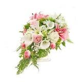 Real Touch Artificial White Ivory Pink Stargazer Calla Lily Rose Hops Babys Breath Bridal Bridesmaids Wedding Cascade Bouquet Prom Flower