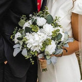 White wedding bouquet, hydrangea premium white roses & greenery bridal bouquet, wedding bouquet, eucalyptus sage bridesmaid flowers