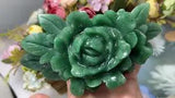 NEW LISTING1PC Natural Green Aventurine Quartz Carved Peony Flower Skull Crystal Reiki gift