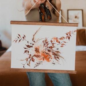 ORIGINAL Watercolor Painting | Dried Floral Pampas Boho Wall Decor | Peony Wildflower Wedding Bouquet | Neutral Bohemian Home Bedroom