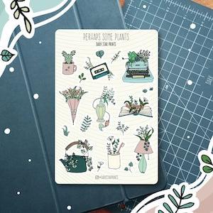 Perhaps Some Plants Sticker Sheet - for planners, journals, and notebooks, gift for her, gift for him, plant lover, green thumb, cozy