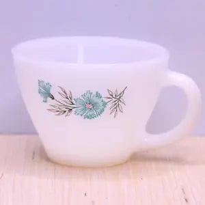 Vintage Fire King Oven Ware ~ Bonnie Blue Carnation Flower ~ Coffee/Tea Cup