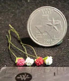 4 Half Open Carnation Red Pink White Flower Garden Floral :12 Miniature #0832