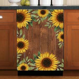 Farmhouse Dishwasher Magnet Cover Sunflower Kitchen Dishwasher Wrap Cover Magnetic Decal Vinyl Rustic Floral Kitchen Decor Self Adhesive