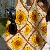 Crochet  Sunflower Bag, Granny Square Shoulder Bag, Crochet  Flower  Purse,Hippie Tote Bag