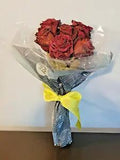 Real Air Dried 6 Small Stemmed Beige Roses Flowers Bouquet (NEW) PSJ
