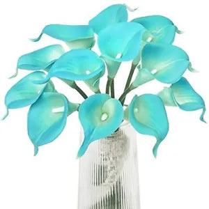 Artificial Calla Lily FlowersPcs Fake Flower Bouquet Faux Calla 12 Peacock-blue