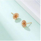 Daisy Studs, Flower Studs Gold Color 18K Cubic Zircon