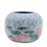 Wynn Works Pottery Ceramic Vase Bowl Lily Pads Lotus Flowers Made in Wales