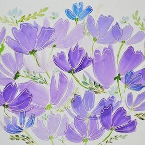 11x14 ORIGINAL Watercolor Large Flowers Handmade Painting Art | Frameable | Gift