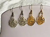 Plated Bronze, Gold or Silver Metal Leaf/Flower Earrings with Plated Ear Wires