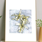 Original Watercolor Yellow ORCHID Illustration and Ink Drawing Original Fine Point Drawing Flowers Botanical Illustration Engraving