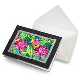 Greetings Card (Black) - Tropical Pink Lily Plant Flower Birthday Gift #14722