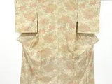 6906742: JAPANESE KIMONO / ANTIQUE KIMONO / OSHIMA TSUMUGI / PEONY & FLOWER