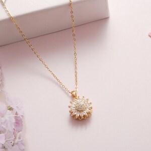 Fashion Collier Tendance 2022 Flower Pendant Necklace Spinning Sunflower Pendant Necklace