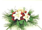 Dollhouse Miniature Holiday Candle, Roses & Lilies Centerpiece,CP001