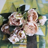 Bouquet European Pretty Bride Wedding Small Peony Silk Flowers Mini Fake...