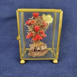 Vintage Dried Flower Arrangement Small Curio - 4 Footed