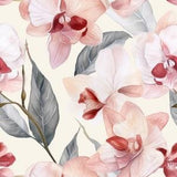 Blooming Orchids Pale Pink Seamless Watercolour Pattern -  strength, luxury, love