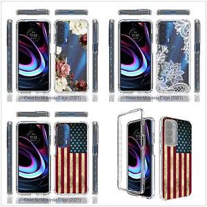Newst Flag Flower 2in1 Hybrid TPU Gel Case Cover Skin For Motorola edge 2021