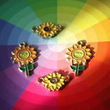 Set of 4pcs 8pcs sunflower sun  flower   pendant  charm   , diy   bracelet   necklace earings