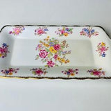 Antique Royal Albert Bone China Plate, flower bouquet design, rectangular, for petit fours, sandwiches, trinkets, circa 1900, rare