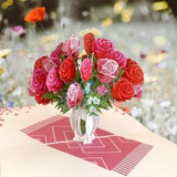 Rose Bouquet Pop Up Card, Romantic Birthday Card, Floral Greeting Card, Handmade 3D Pop Card, Gift For Mum, Mother's Day, Wedding Invite